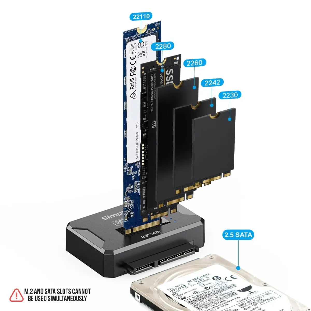 Simplecom SA516 NVMe/SATA Dual Protocol M.2 SSD and 2.5' SATA to USB Adapter 10Gbps - Cables - Image 3