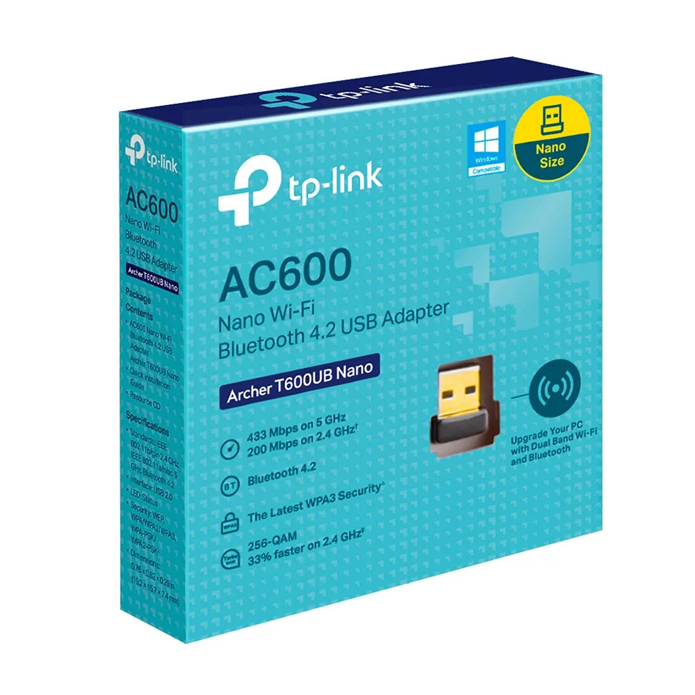 (E)TP-Link Archer T600UB Nano AC600 Nano Wi-Fi Bluetooth USB Adapter, Up to 600Mbps speeds with 2...