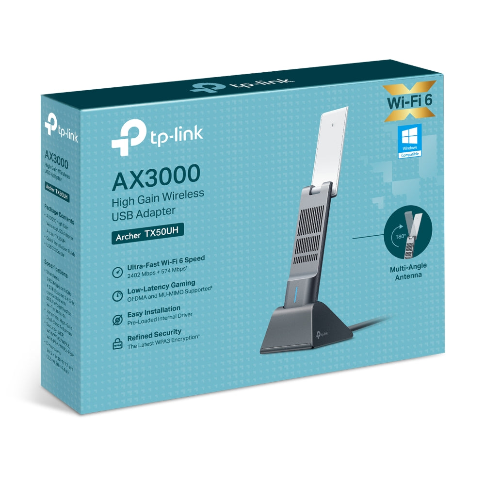 TP-Link Archer TX50UH AX3000 High Gain Wireless USB Adapter, WiFi 6, Speeds up to 2402 Mbps@5GHz,...