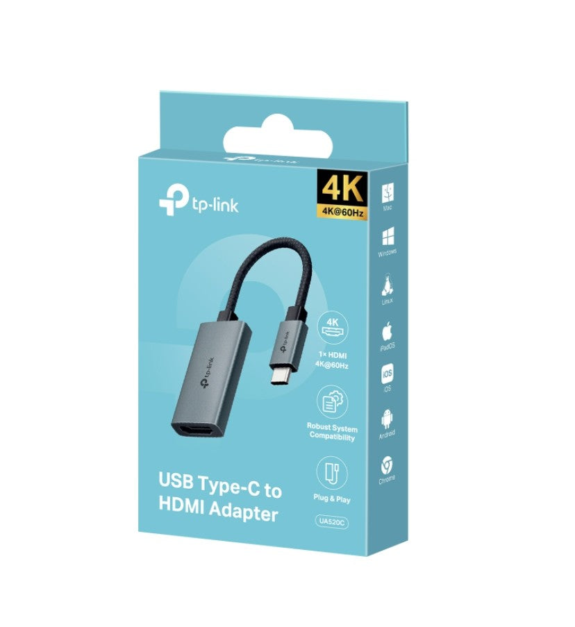 TP-Link UA520C USB Type-C to HDMI Adapter, 1× USB-C Connector，1× HDMI 4K 60Hz Port, Plug and Play...