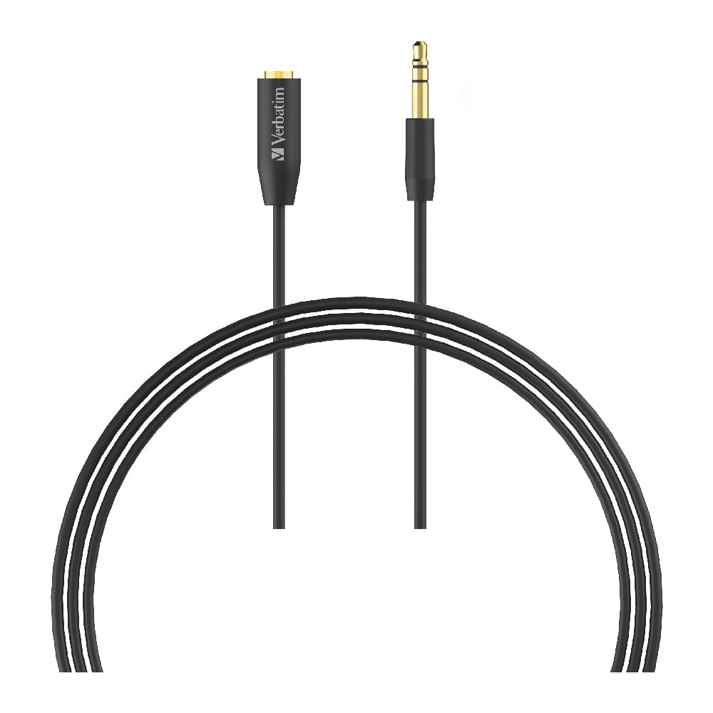Verbatim 3.5mm 3 Meters - Premium Aux Audio Extension Cable 3m - Black - Cables