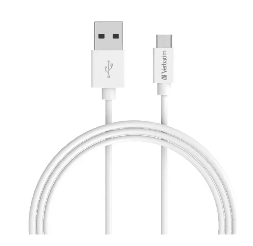 Verbatim Charge  Sync microUSB Cable 1m - White (LS) - Cables