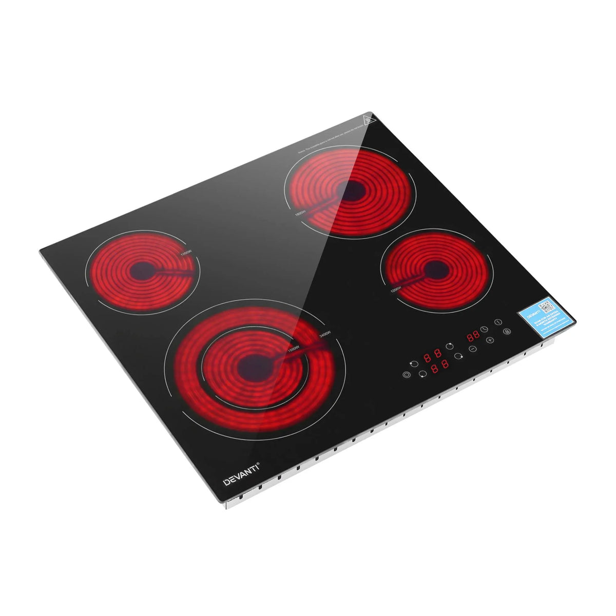 Devanti Ceramic Cooktop 5 Cooking Zone 4 Electric Hobs Touch Control 7600W Black - Image 9