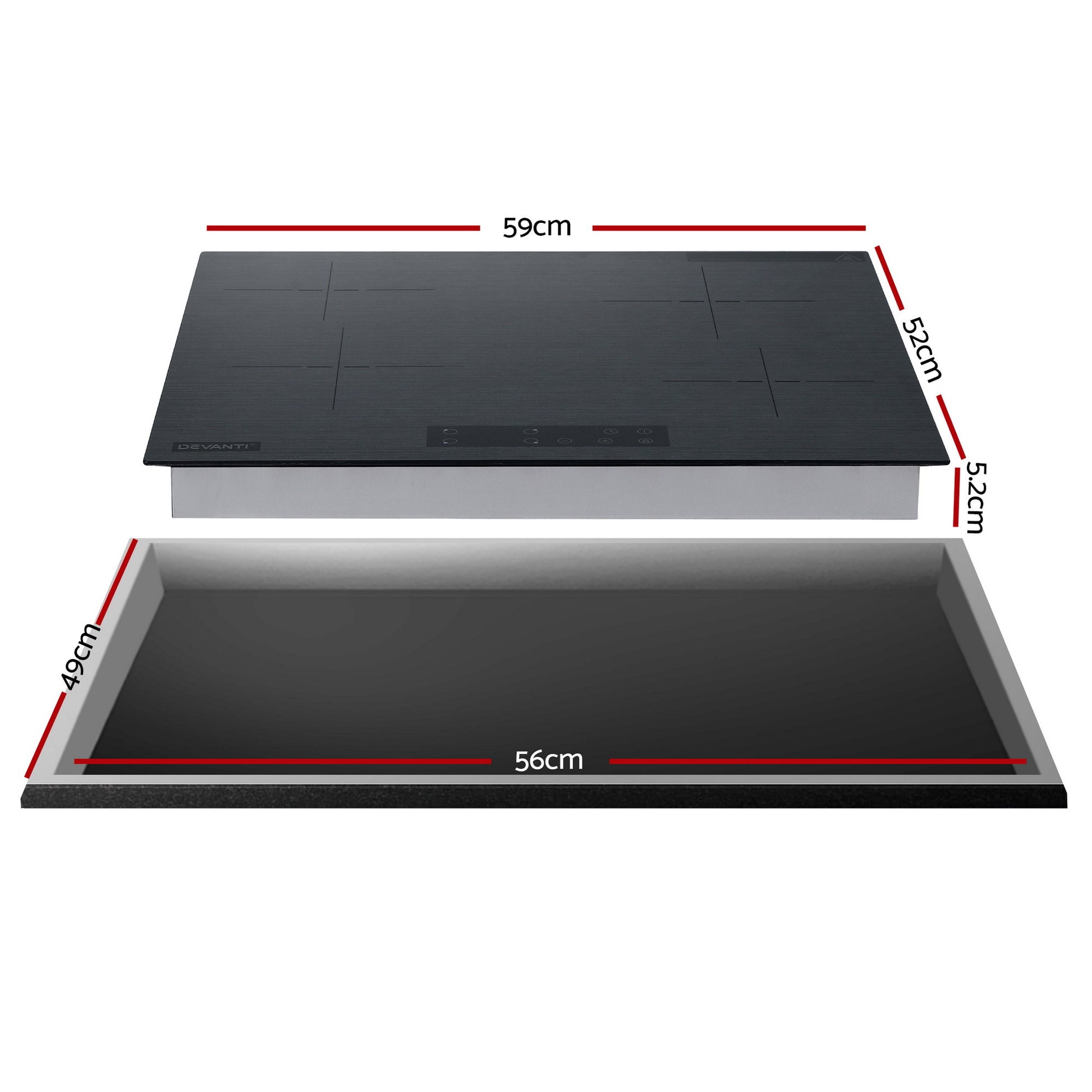 Devanti Electric Ceramic Cooktop 60cm Touch Control Grey - Image 3