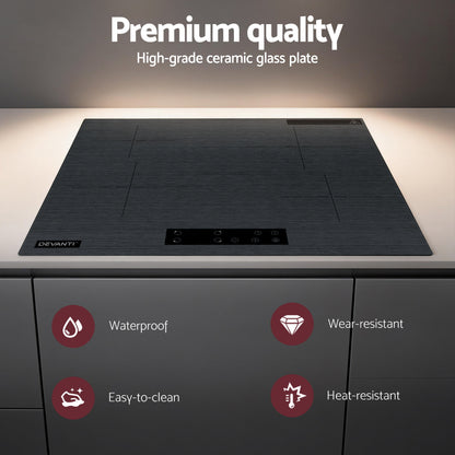 Devanti Electric Ceramic Cooktop 60cm Touch Control Grey - Image 5
