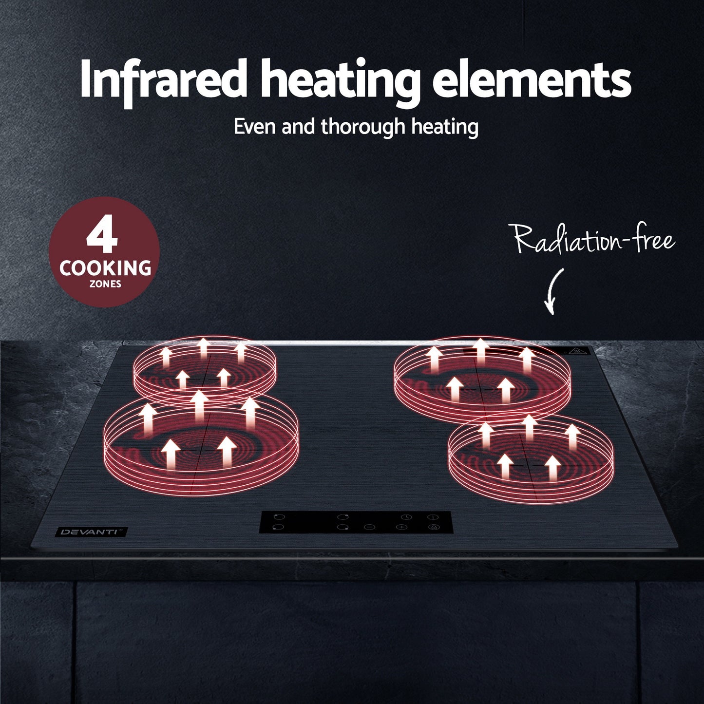 Devanti Electric Ceramic Cooktop 60cm Touch Control Grey - Image 7