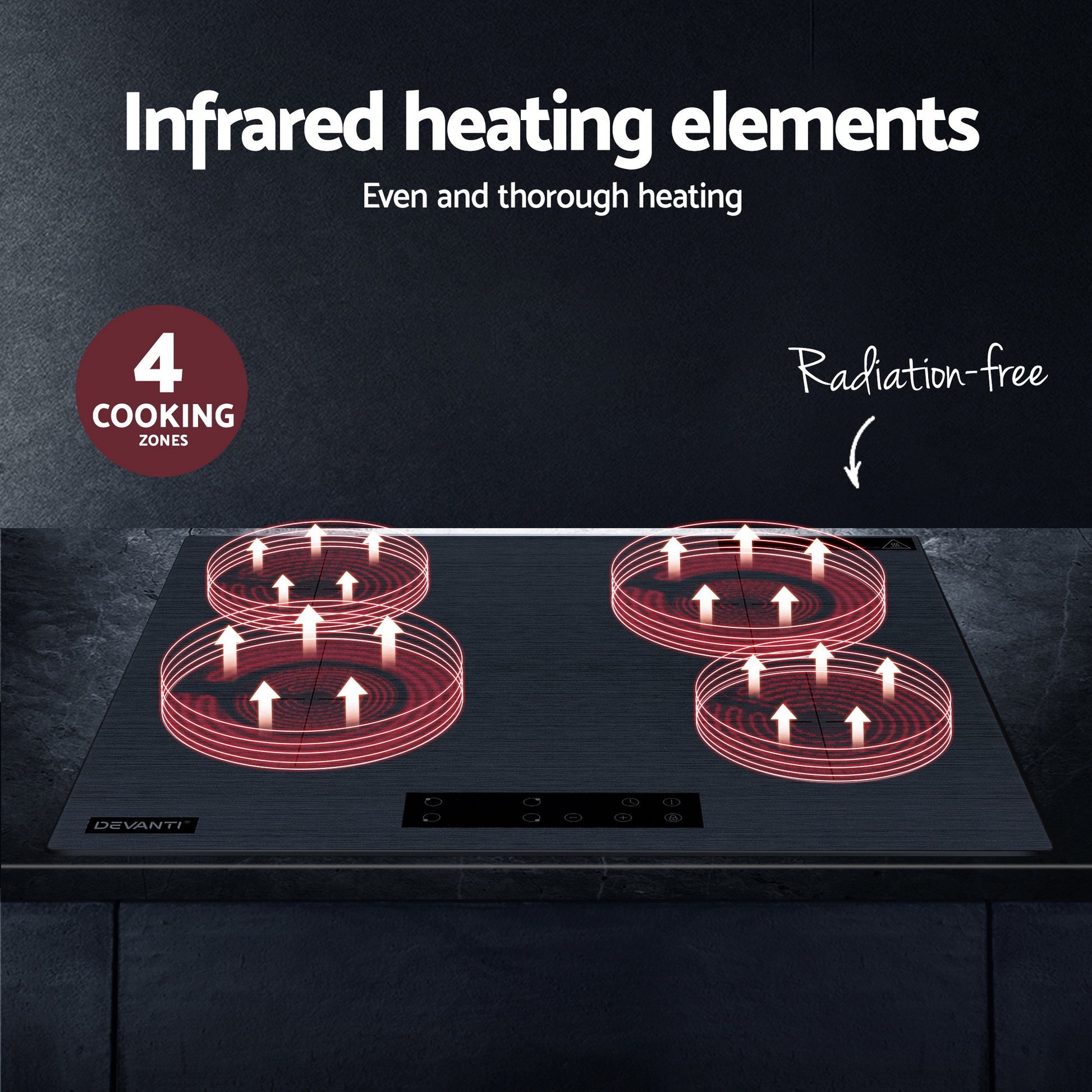 Devanti Electric Ceramic Cooktop 60cm Touch Control Grey - Image 7