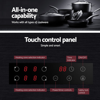 Devanti Electric Ceramic Cooktop 60cm Touch Control Grey - Image 8