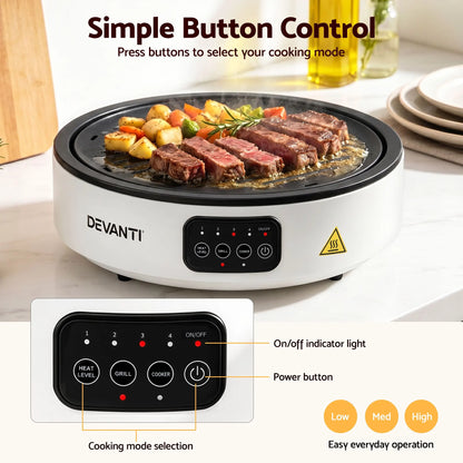 Devanti Ceramic Cooktop Electric Hot Plate Countertop Grill Cooker White - Image 7
