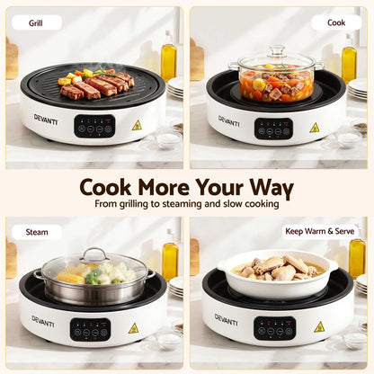 Devanti Ceramic Cooktop Electric Hot Plate Countertop Grill Cooker White - Image 8
