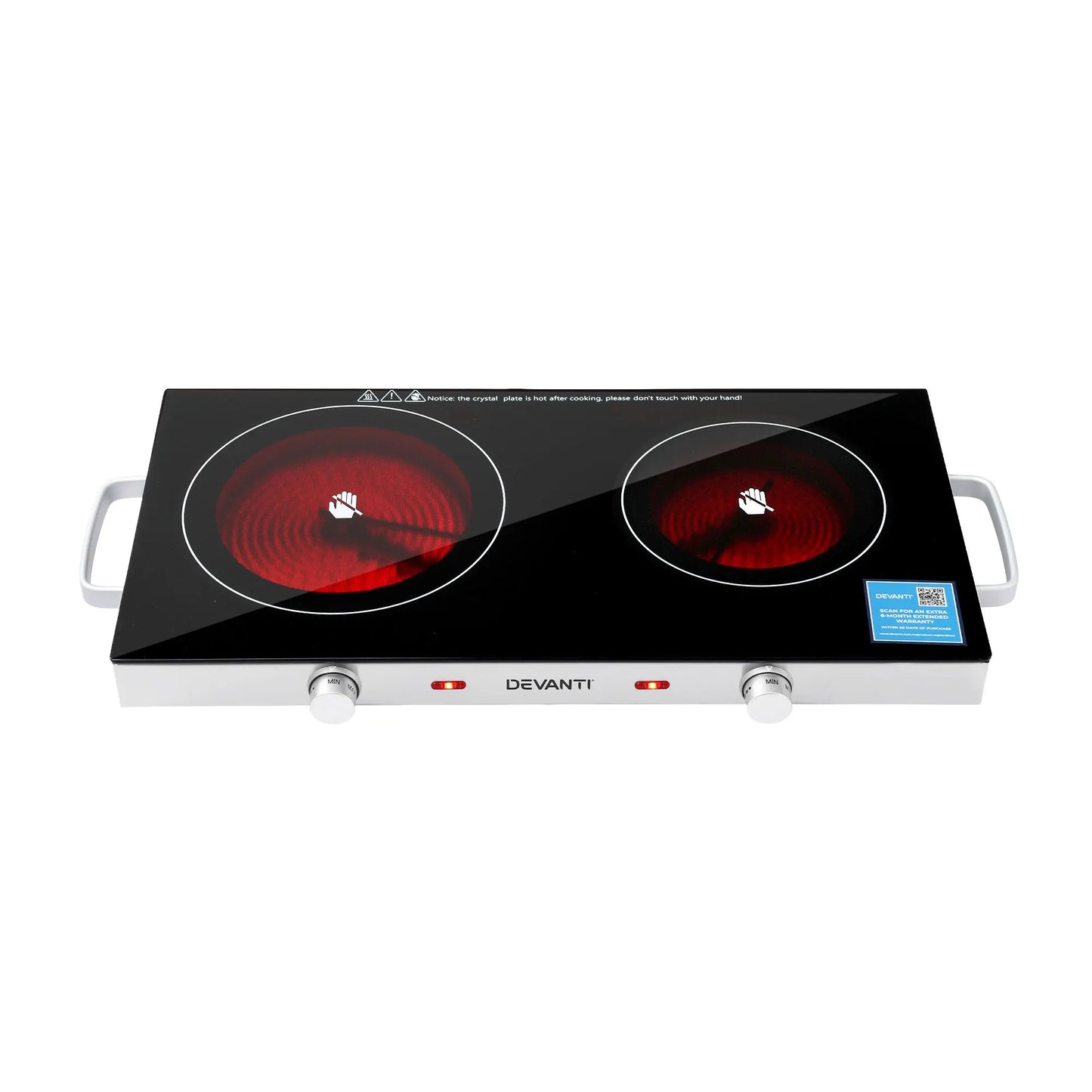 Devanti Portable Ceramic Cooktop Dual Burner Electric Hot Plate 2800W Black - Image 3