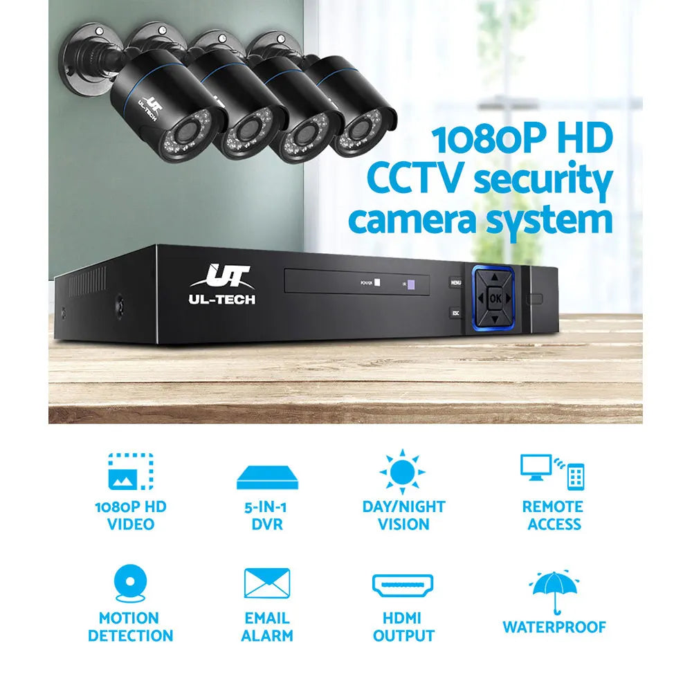 UL-TECH 1080P Security Camera System 4CH DVR with 4 CCTV Bullet Cameras - Image 4