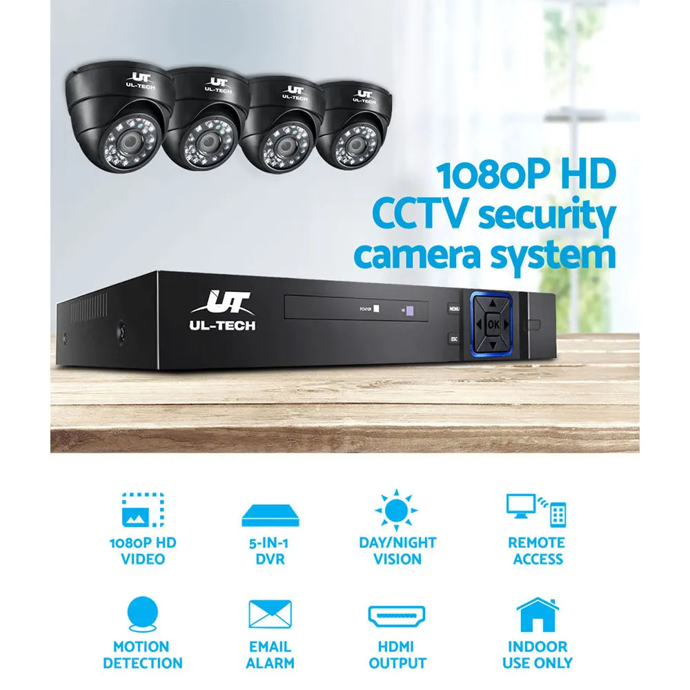 UL-TECH 1080P Security Camera System 4CH DVR with 4 CCTV Dome Cameras - Image 4
