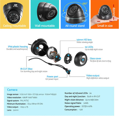 UL-TECH 1080P Security Camera System 8CH DVR with 8 CCTV Dome Cameras - Image 6