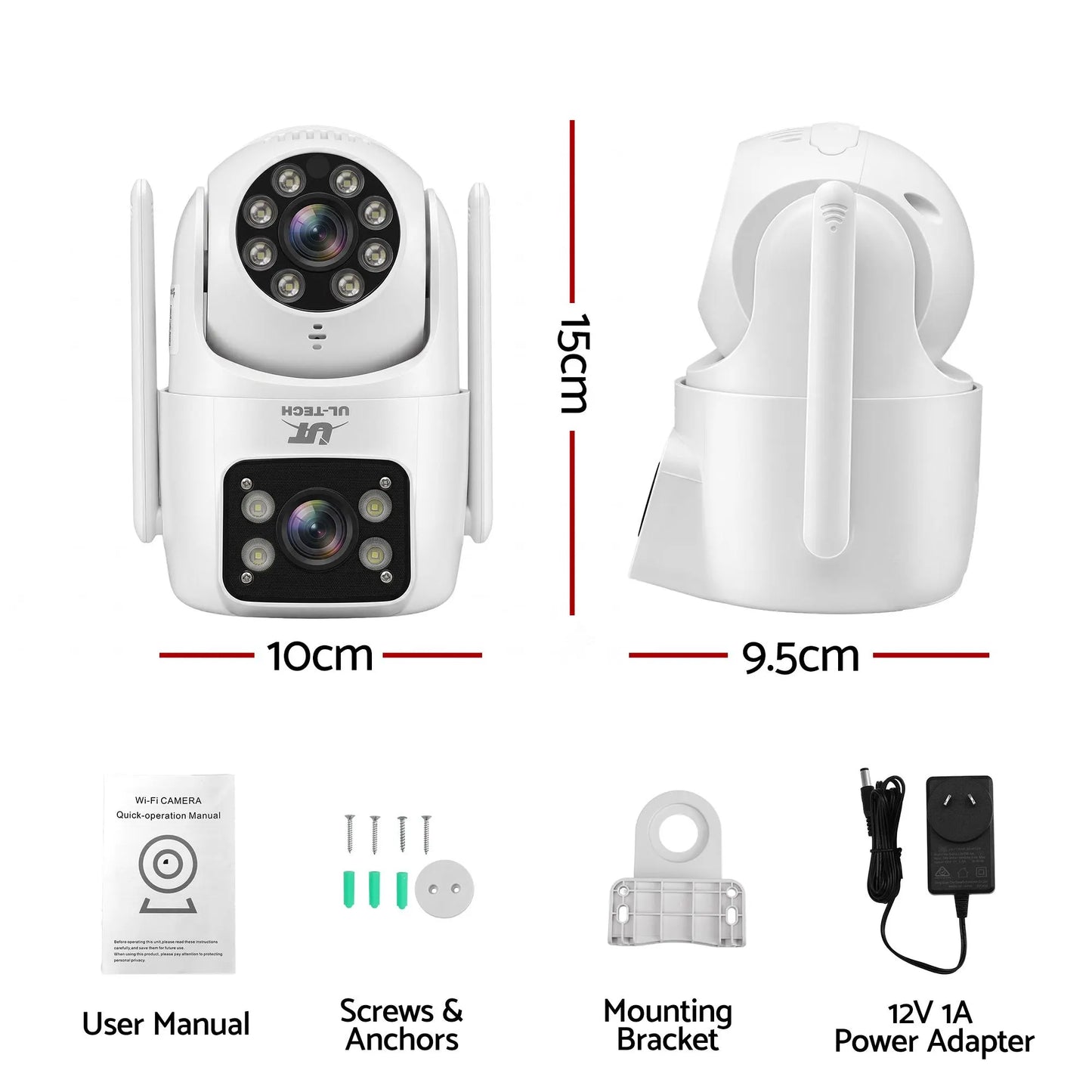 UL-Tech Wireless Security Camera Outdoor Indoor, 2.5K Dual Lens Pan Tilt, 4MP (2×2MP) IP Camera, Motion Detection, Auto-Tracking, Colour Night Vision, 2.4G WiFi, Two-Way Audio, Pet Baby Surveillance - Image 2