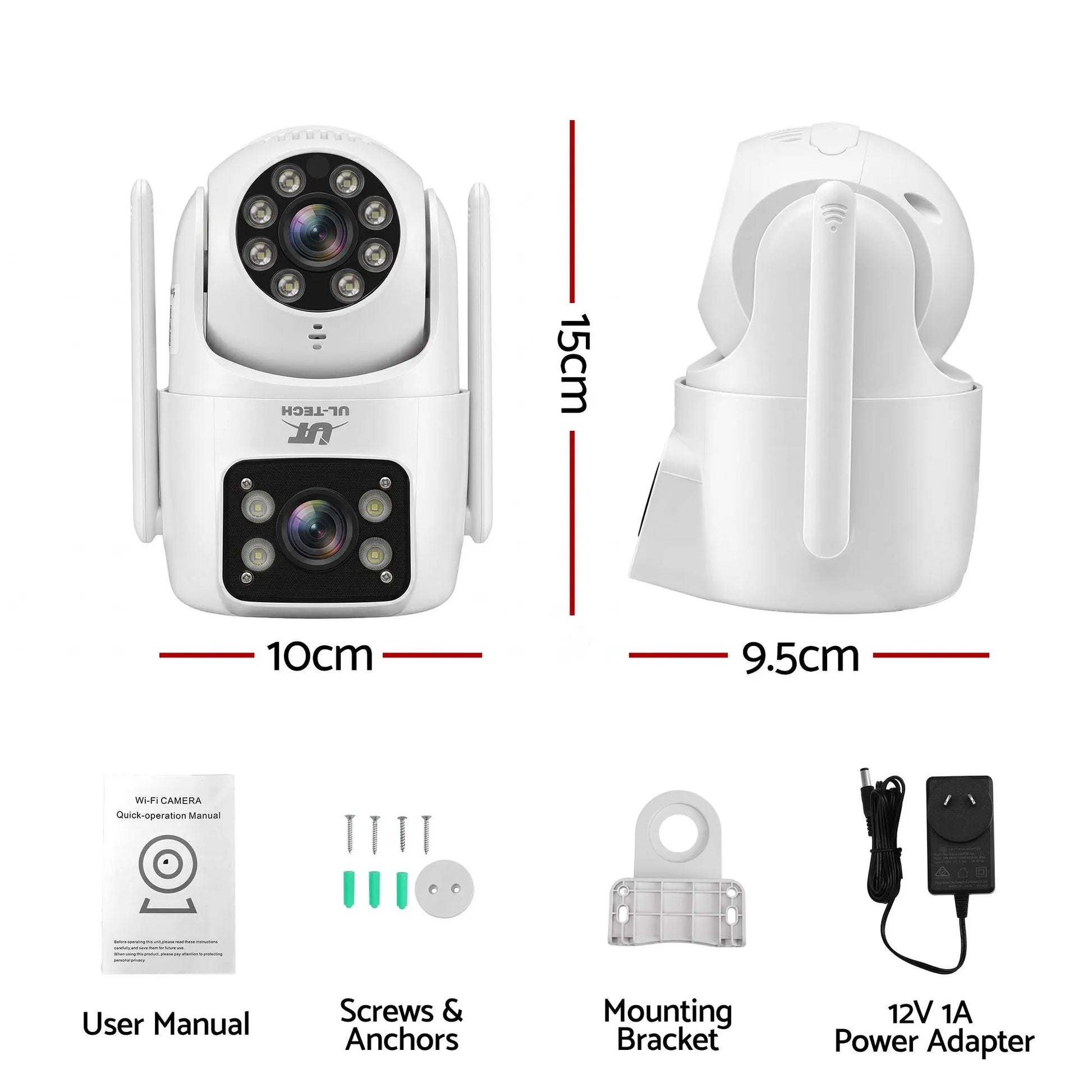 UL-Tech Wireless Security Camera Outdoor Indoor, 2.5K Dual Lens Pan Tilt, 4MP (2×2MP) IP Camera, Motion Detection, Auto-Tracking, Colour Night Vision, 2.4G WiFi, Two-Way Audio, Pet Baby Surveillance - Image 2