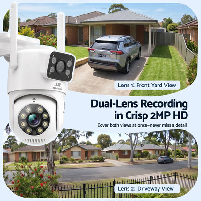 UL-Tech Wireless Security Camera Outdoor Indoor, 2.5K Dual Lens Pan Tilt, 4MP (2×2MP) IP Camera, Motion Detection, Auto-Tracking, Colour Night Vision, 2.4G WiFi, Two-Way Audio, Pet Baby Surveillance - Image 3
