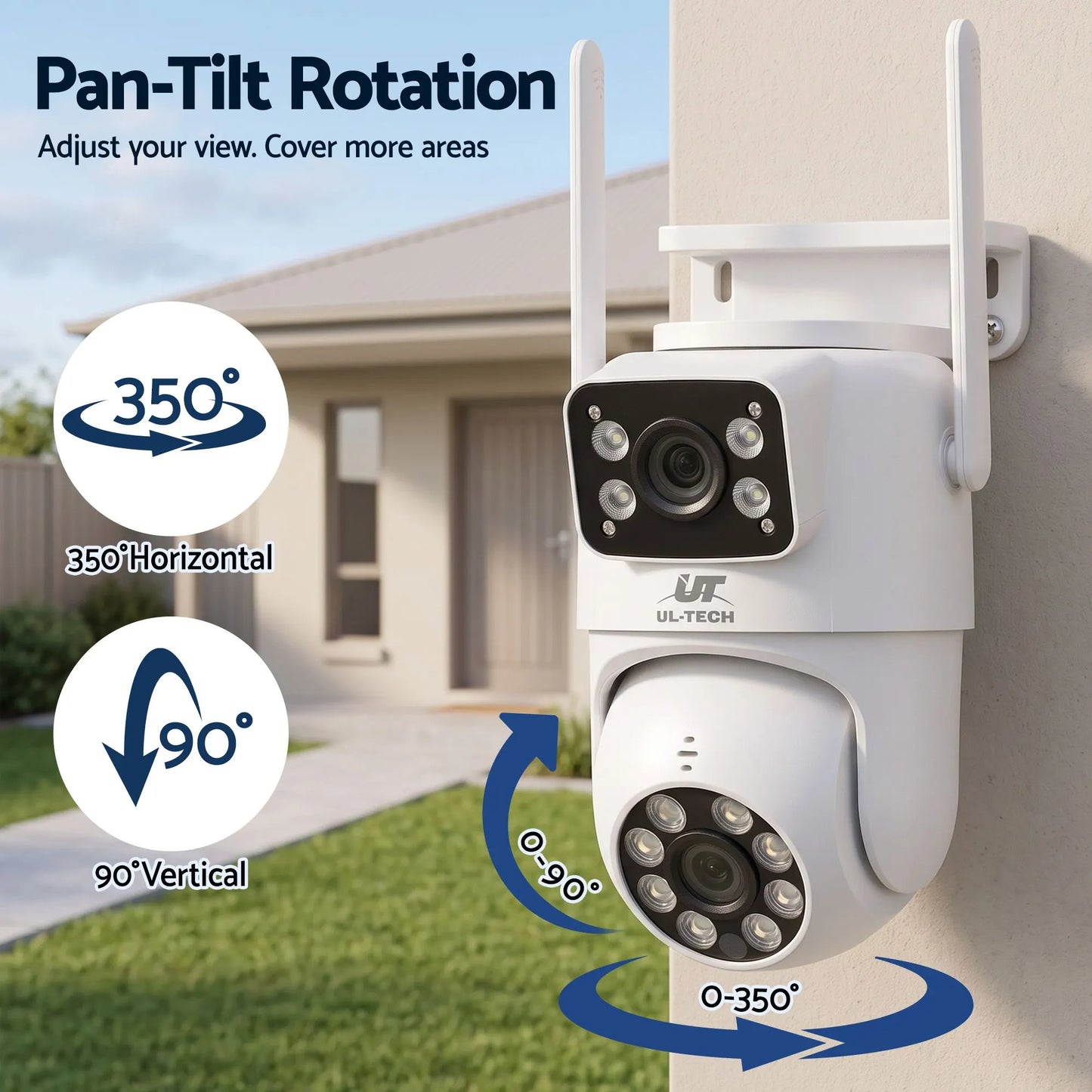 UL-Tech Wireless Security Camera Outdoor Indoor, 2.5K Dual Lens Pan Tilt, 4MP (2×2MP) IP Camera, Motion Detection, Auto-Tracking, Colour Night Vision, 2.4G WiFi, Two-Way Audio, Pet Baby Surveillance - Image 4