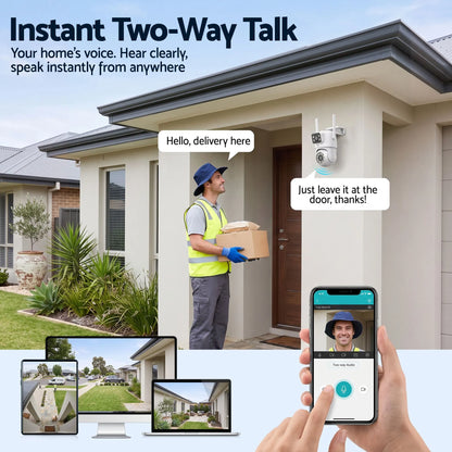 UL-Tech Wireless Security Camera Outdoor Indoor, 2.5K Dual Lens Pan Tilt, 4MP (2×2MP) IP Camera, Motion Detection, Auto-Tracking, Colour Night Vision, 2.4G WiFi, Two-Way Audio, Pet Baby Surveillance - Image 6