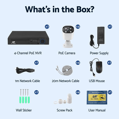 UL-Tech 4CH 5MP PoE NVR Security System, 4 Cameras, Dual-Light Colour Night Vision, Two-Way Audio, AI Motion Detection, IP65-Rated, No Monthly Fees, Wired CCTV Kit for Home, Indoor and Outdoor - Image 8