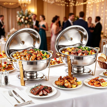 5-Star Chef 5L Chafing Dish Set 2-Pack, Food Warmer Catering Server Buffet - Image 4