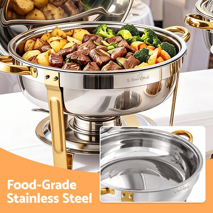 5-Star Chef 5L Chafing Dish Set 2-Pack, Food Warmer Catering Server Buffet - Image 5