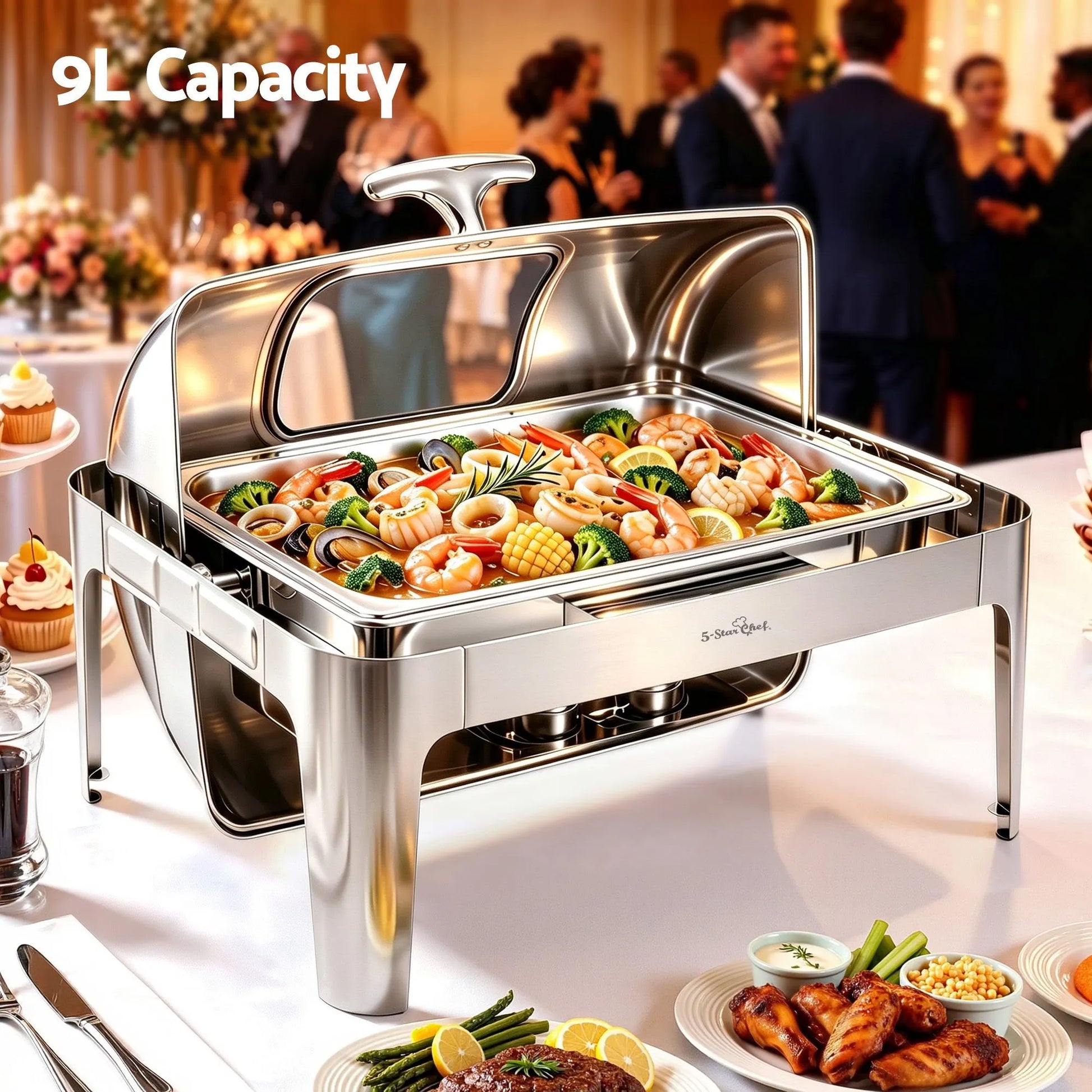 5 Star Chef 9L Chafing Dish Buffet Warmer Food Warmer Catering Server - Image 4