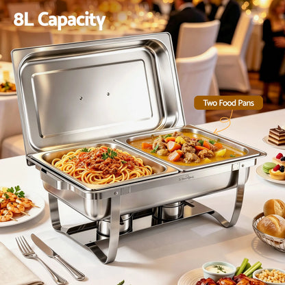 5-Star Chef Chafing Dish 8L 2-Pan Buffet Warmer Food Warmer Catering Server - Image 4