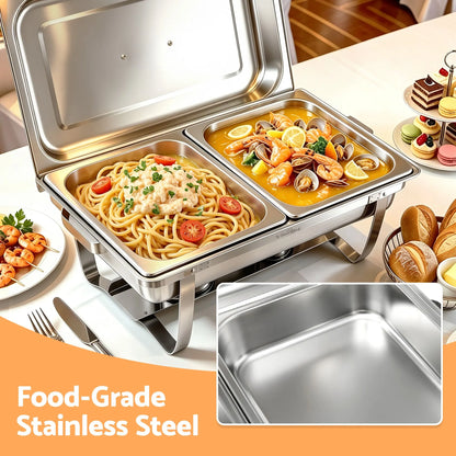 5-Star Chef Chafing Dish 8L 2-Pan Buffet Warmer Food Warmer Catering Server - Image 5