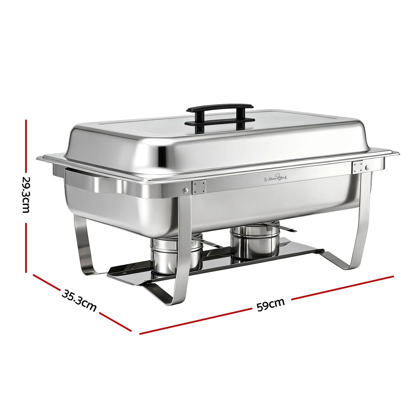 5-Star Chef Chafing Dish 7.5L 3-Pan Buffet Warmer Food Warmer Catering Server - Image 2