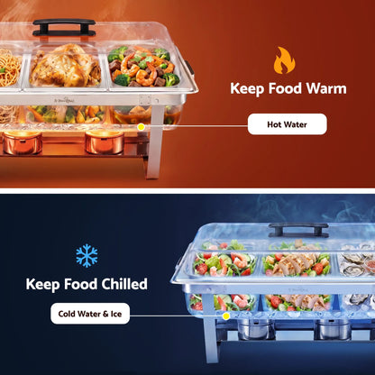 5-Star Chef Chafing Dish 7.5L 3-Pan Buffet Warmer Food Warmer Catering Server - Image 8