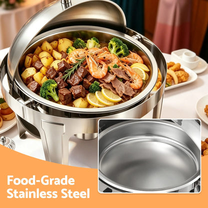 5-Star Chef 9L Chafing Dish Buffet Warmer Food Warmer Catering Server Round - Image 5