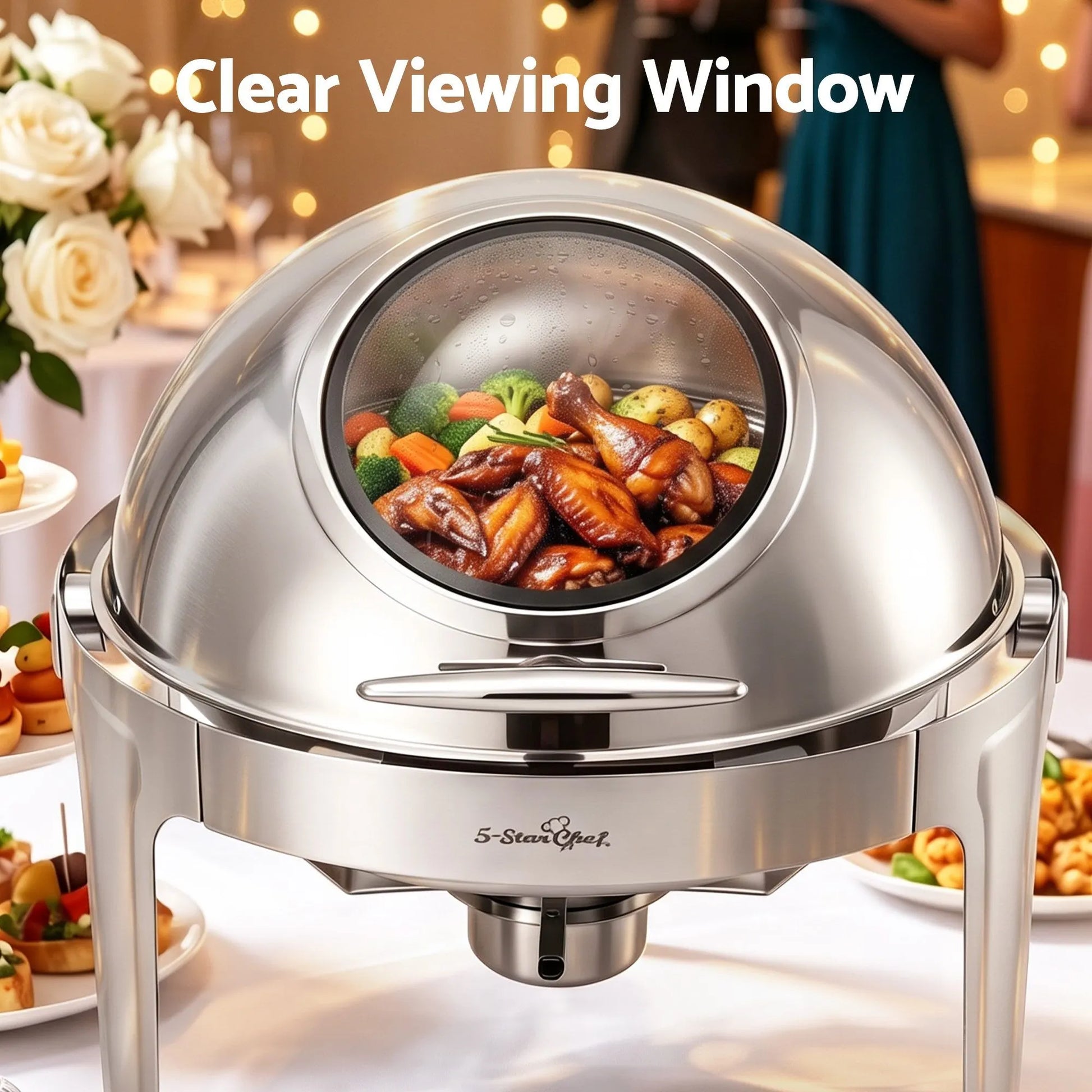 5-Star Chef 9L Chafing Dish Buffet Warmer Food Warmer Catering Server Round - Image 6