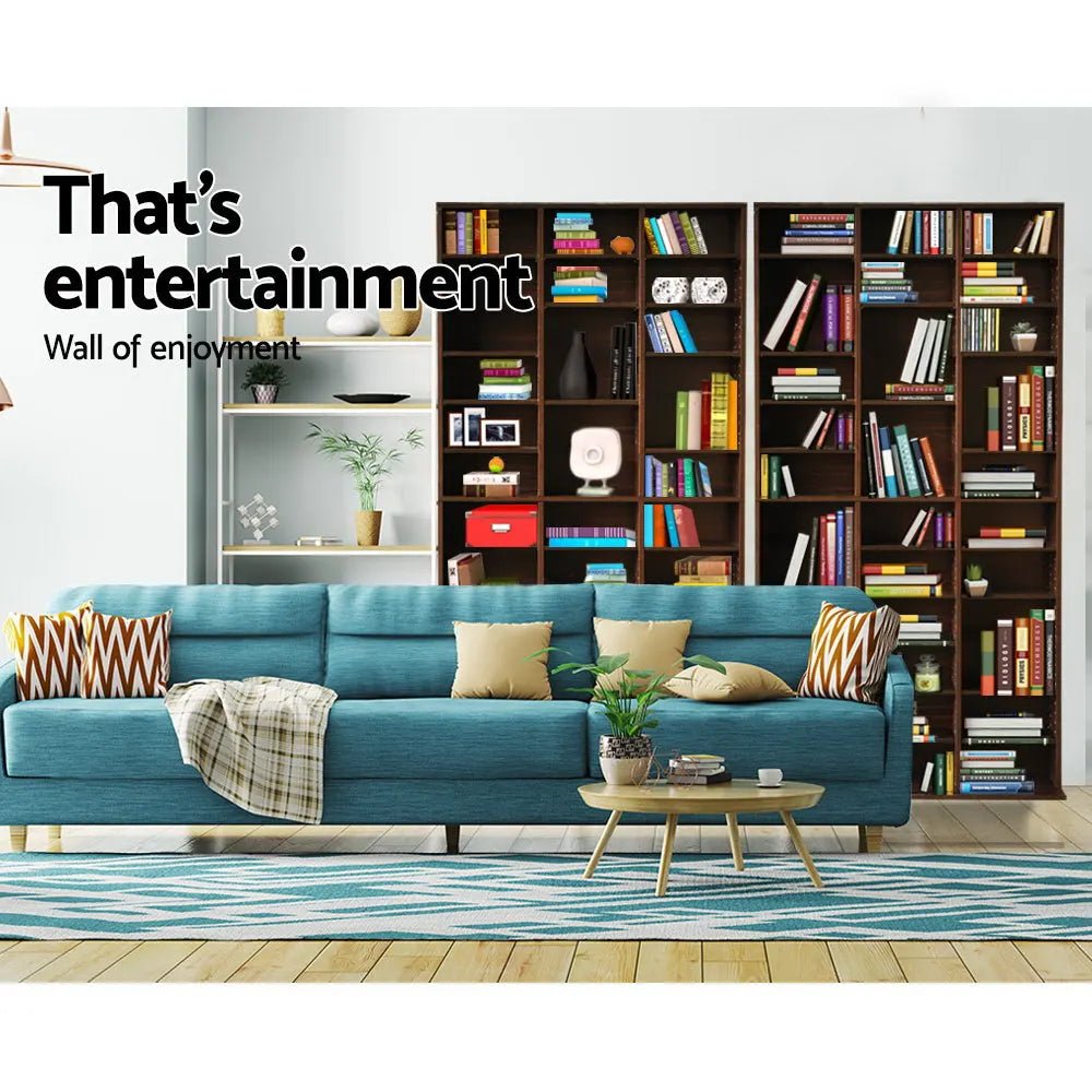 Artiss Bookshelf CD Storage Rack - BERT Walnut - Image 5