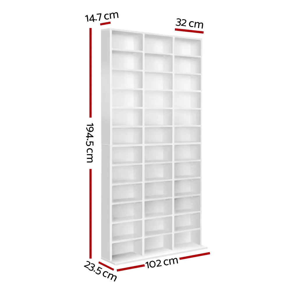 Artiss Bookshelf CD Storage Rack - BERT White - Image 4