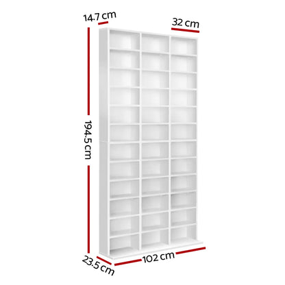 Artiss Bookshelf CD Storage Rack - BERT White - Image 4