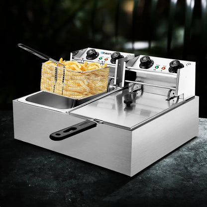 Devanti 20L Electric Commercial Deep Fryer Double Baskets 4400W - Image 7