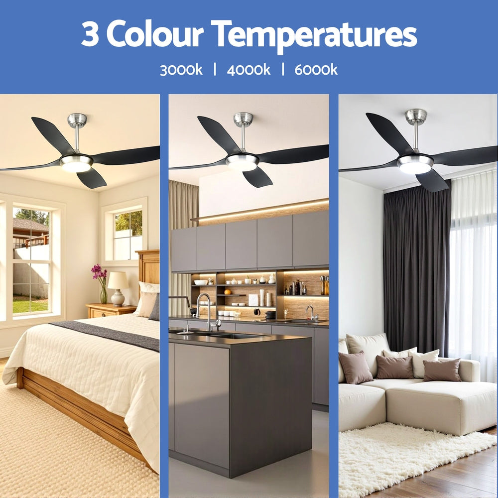 Devanti 52'' Ceiling Fan DC Motor w/Light w/Remote Black - Image 4