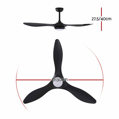 Devanti 52'' Ceiling Fan DC Motor w/Light w/Remote - Black - Image 2