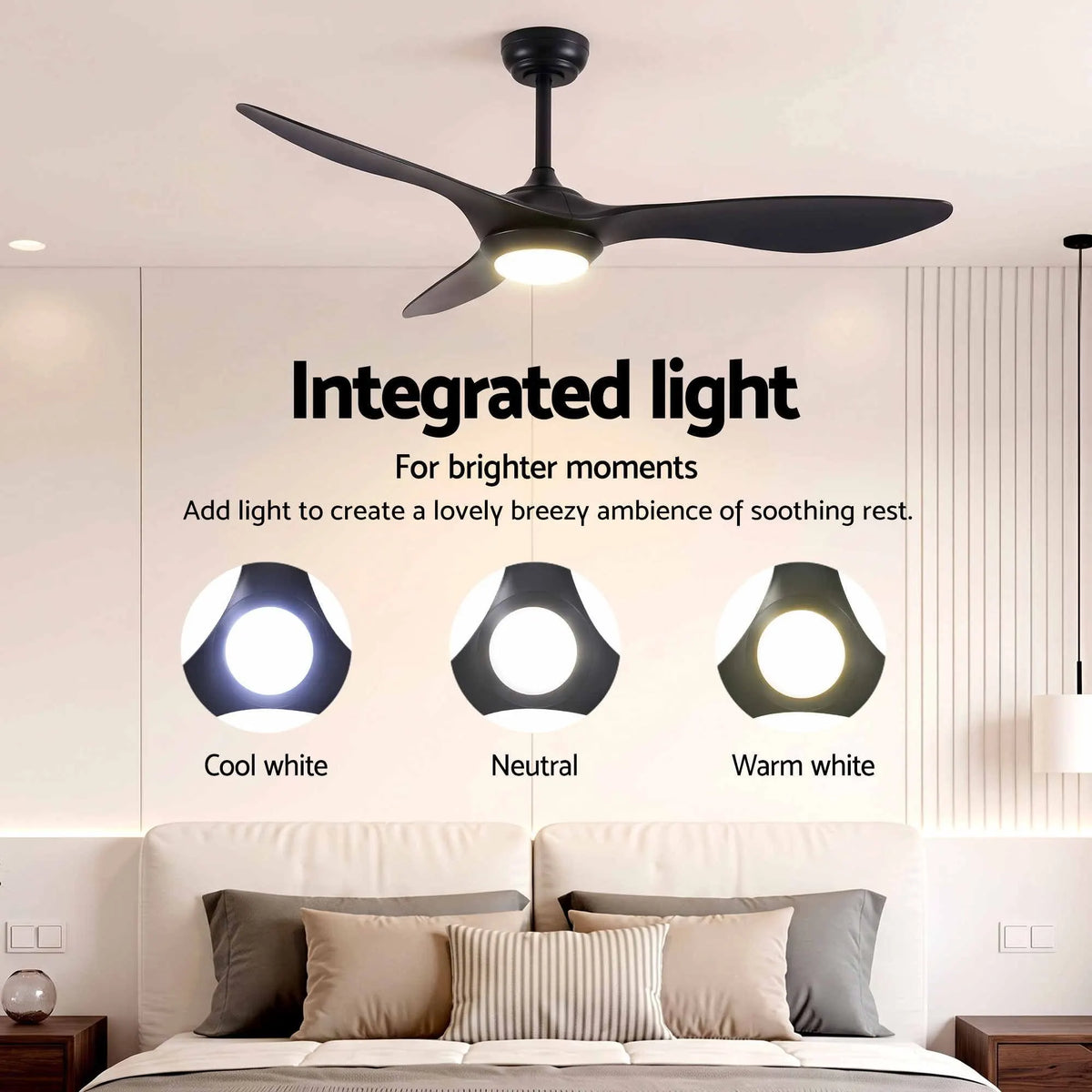 Devanti 52'' Ceiling Fan DC Motor w/Light w/Remote - Black - Image 5