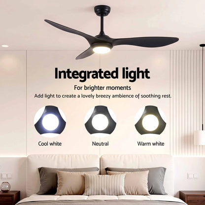 Devanti 52'' Ceiling Fan DC Motor w/Light w/Remote - Black - Image 5