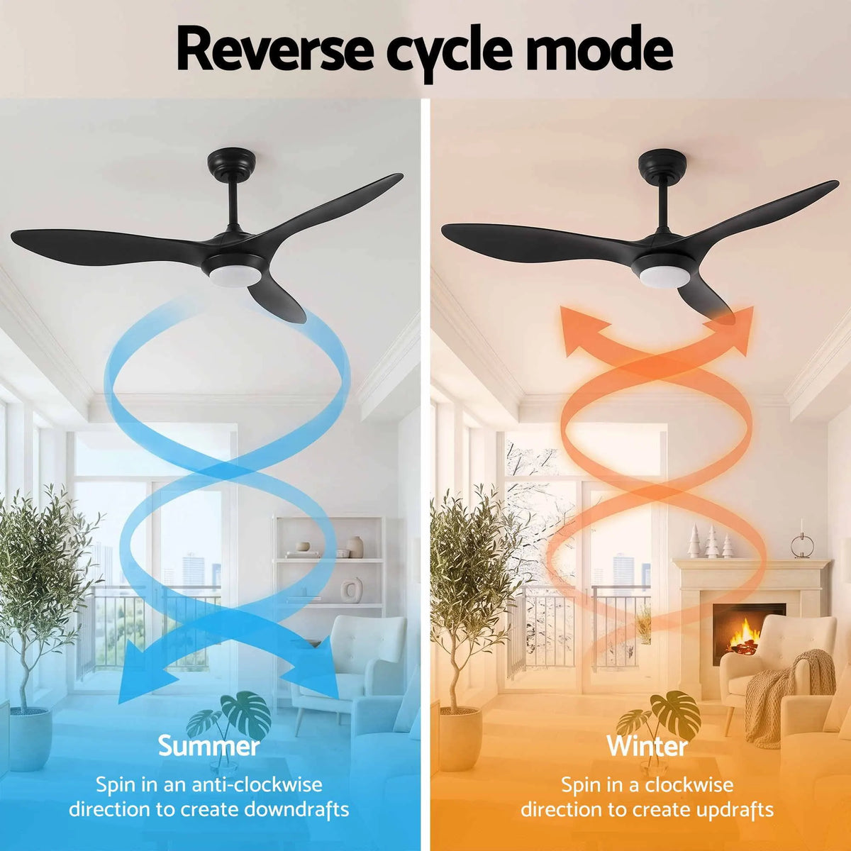 Devanti 52'' Ceiling Fan DC Motor w/Light w/Remote - Black - Image 7