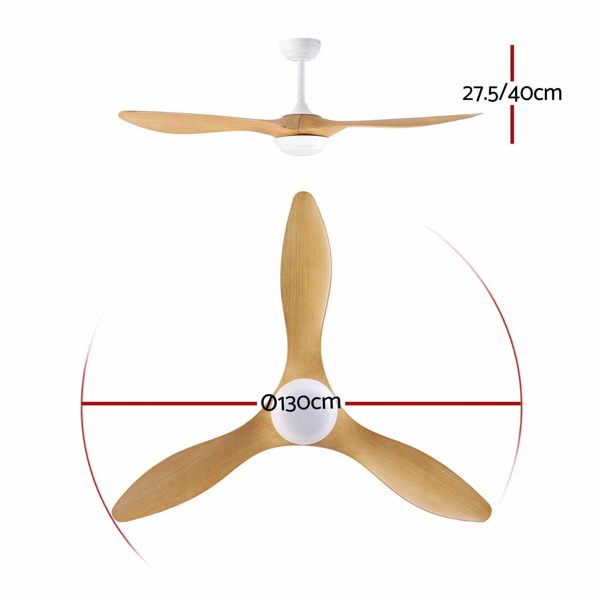 Devanti 52'' Ceiling Fan DC Motor w/Light w/Remote - Wood - Image 2