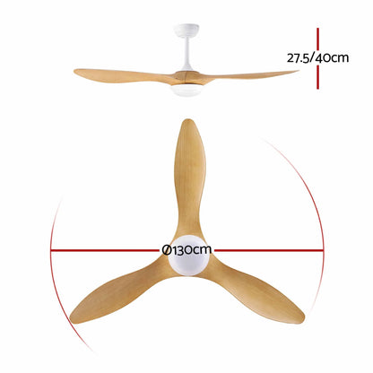 Devanti 52'' Ceiling Fan DC Motor w/Light w/Remote - Wood - Image 2