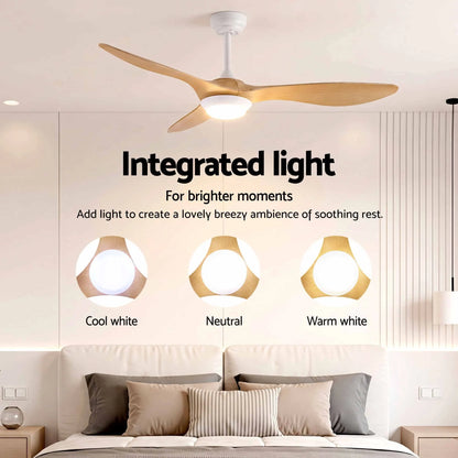 Devanti 52'' Ceiling Fan DC Motor w/Light w/Remote - Wood - Image 5