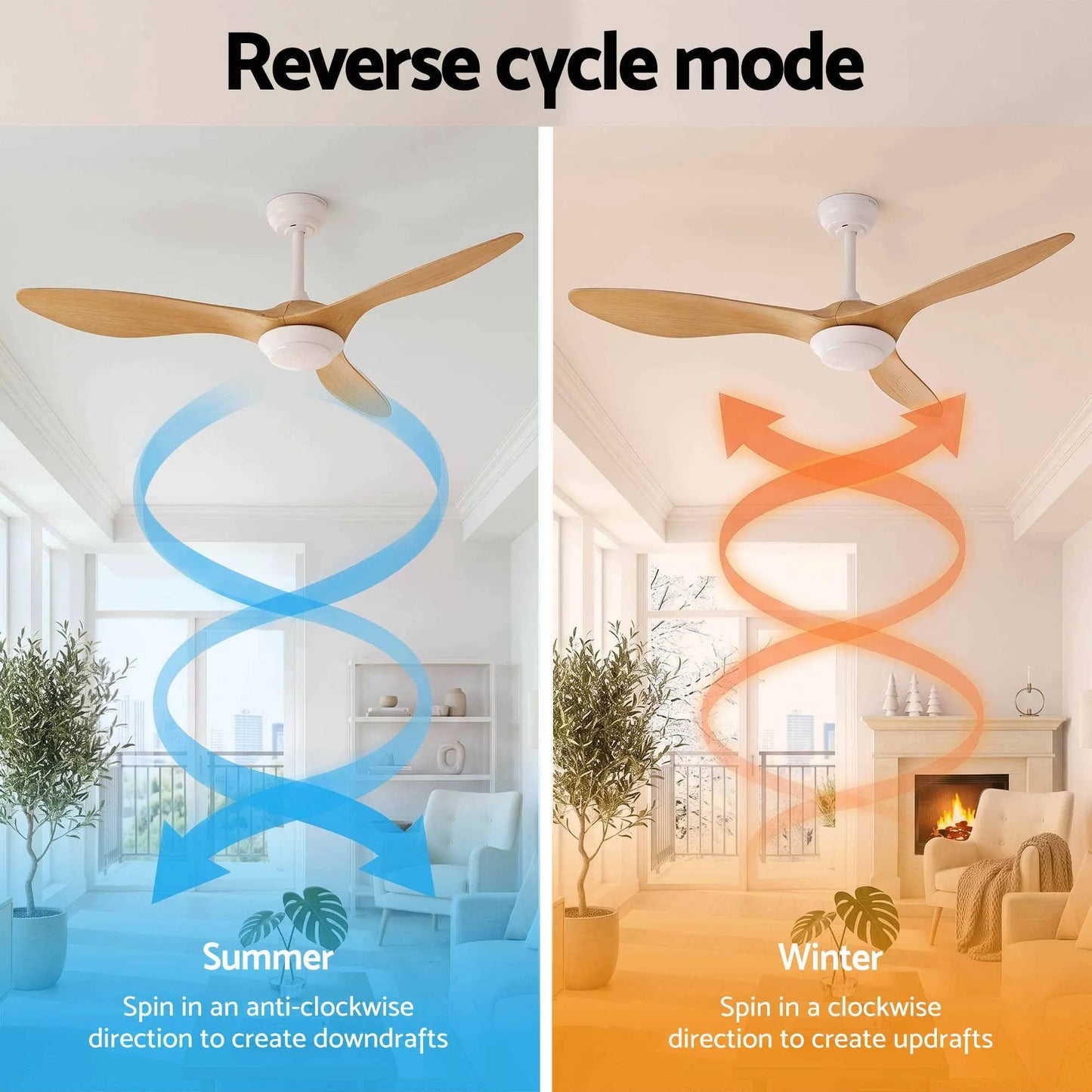 Devanti 52'' Ceiling Fan DC Motor w/Light w/Remote - Wood - Image 7