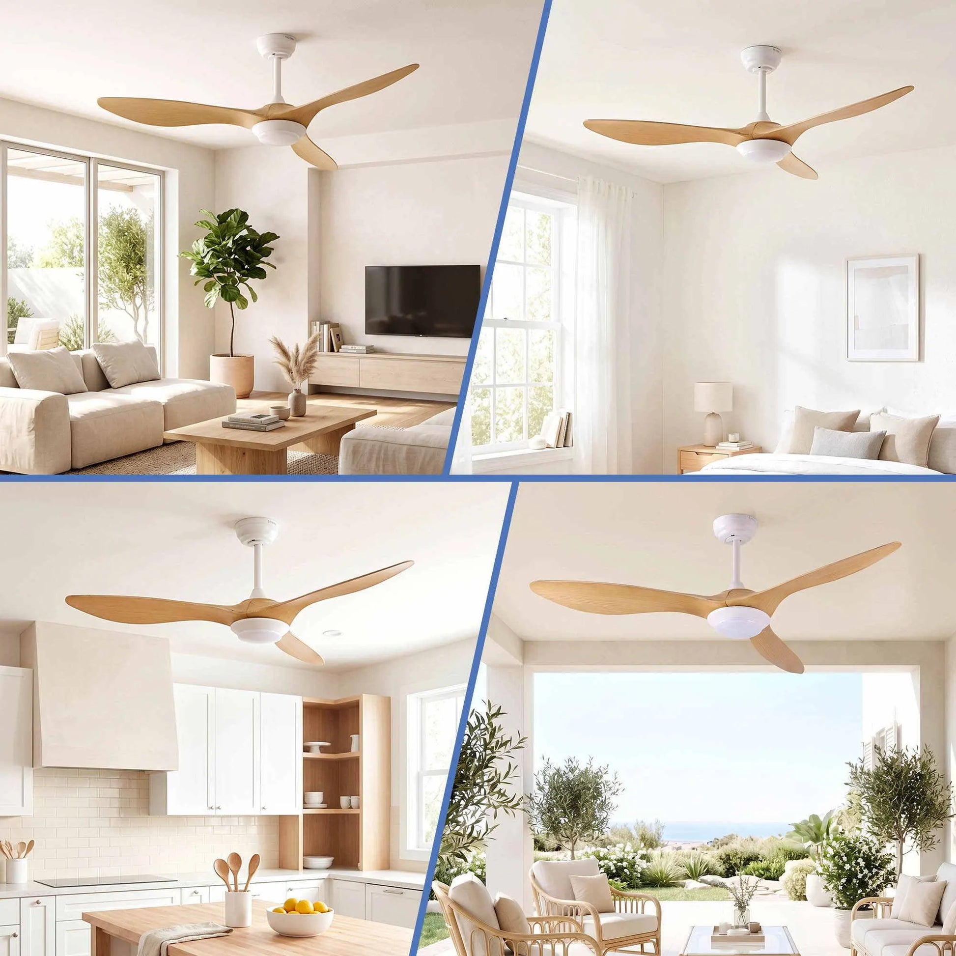 Devanti 52'' Ceiling Fan DC Motor w/Light w/Remote - Wood - Image 9