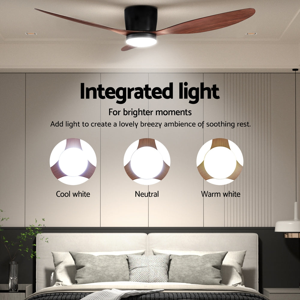 Devanti 52'' Ceiling Fan DC Motor w/Light w/Remote - Dark Wood - Image 4