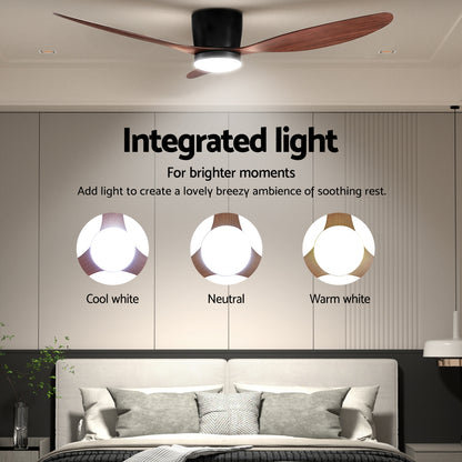 Devanti 52'' Ceiling Fan DC Motor w/Light w/Remote - Dark Wood - Image 4