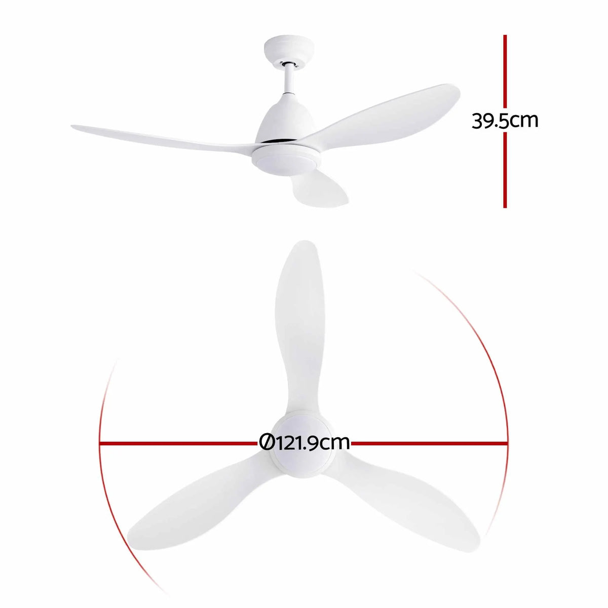 Devanti 48" Ceiling Fan with LED Light Remote Control DC Motor White - Image 2